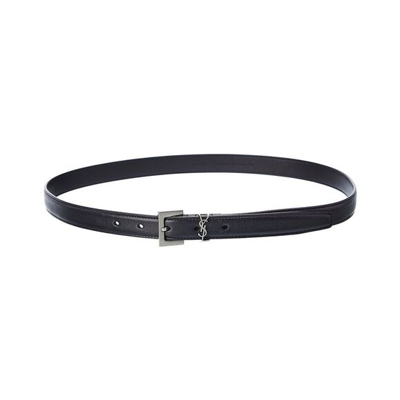 Saint Laurent Monogram Leather Belt, Black - Picture 1 of 3